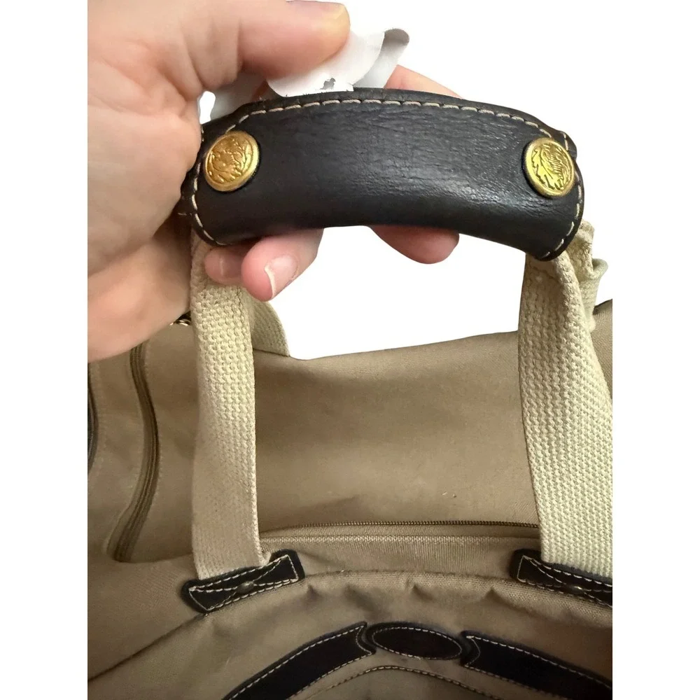 Vintage Eddie Bauer Ford Canvas Leather Weekender Duffel Travel Bag‎ Promo